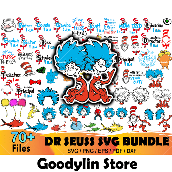 Dr Seuss Bundle Svg, Dr Seuss Svg, Dr Seuss Family Svg, Dr S - Inspire ...