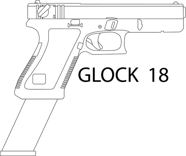GLOCK 18 Hand Gun LINE ART vector file laser engraving, cnc - Inspire ...