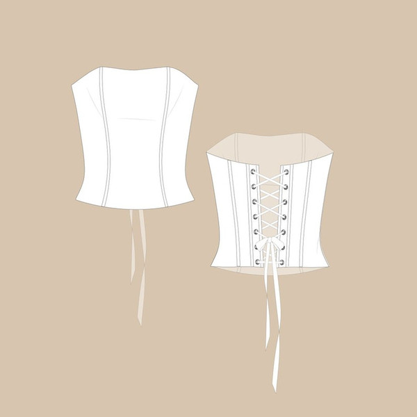 STRAPLESS CORSET PDF PATTERN SIZE S,M,L and XL – Paoladesignchile