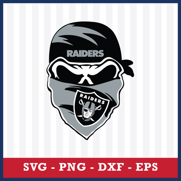 Las Vegas Raiders Skull Bandana Mask Svg, Las Vegas Raiders - Inspire Uplift