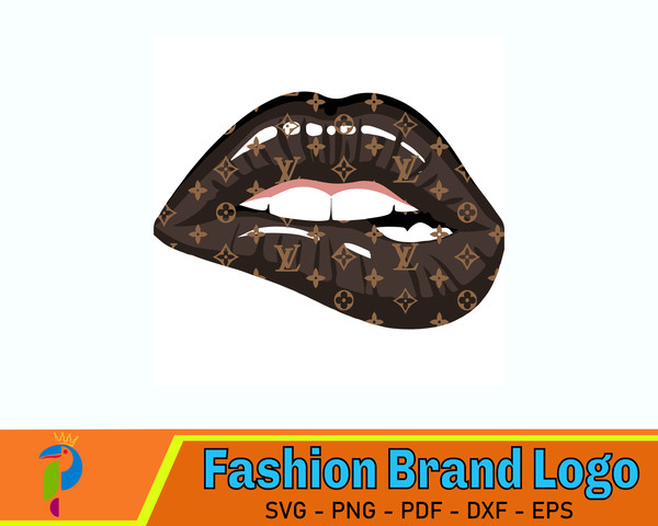 Lips Drip LV Pattern, LV Logo Svg, LV Pattern Svg, Logo Svg