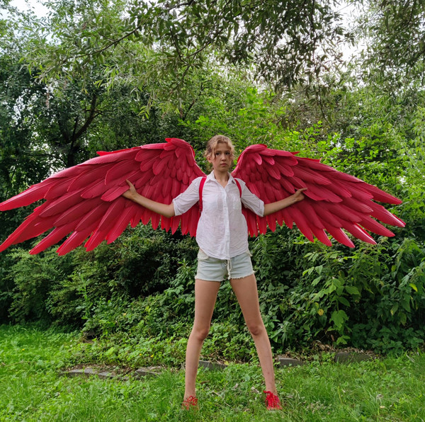 adult wings costume, Hawks costume, red angel wings, devil wings, final fantasy, articulating wings, anime cosplay wings, moving anime wings, movable wings, my 