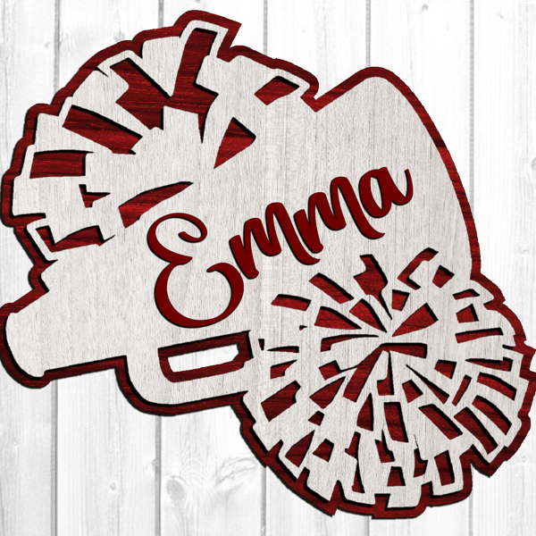 Personalized Cheerleader Monogram Sign SVG Glowforge Laser Cut Files DXF EPS.png