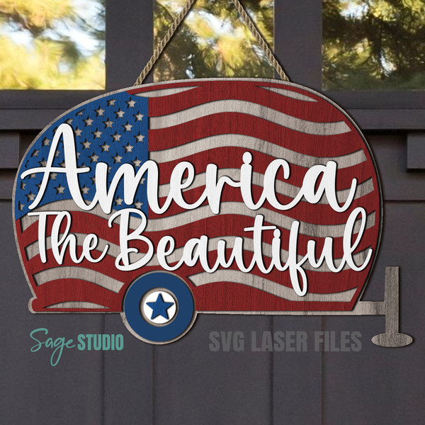Patriotic Camper SVG Laser Cut Files America The Beautiful SVG American Flag SVG Camper Door Sign SVG Glowforge Files 6 SS.png