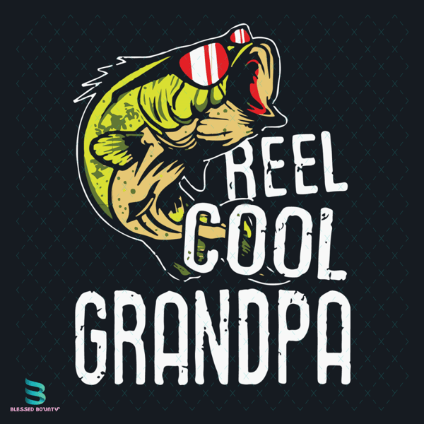 Reel Cool Grandpa Fishing Funny Christmas Fathers Day Digital Art