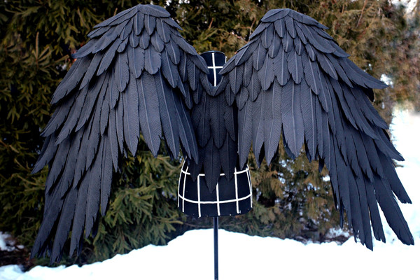 Black Angel Wings Halloween Costume Devil Cosplay Outfit