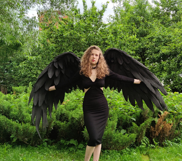 Black Angel Wings Spirit Halloween  Black Wings Halloween Costumes - Black  Costume - Aliexpress