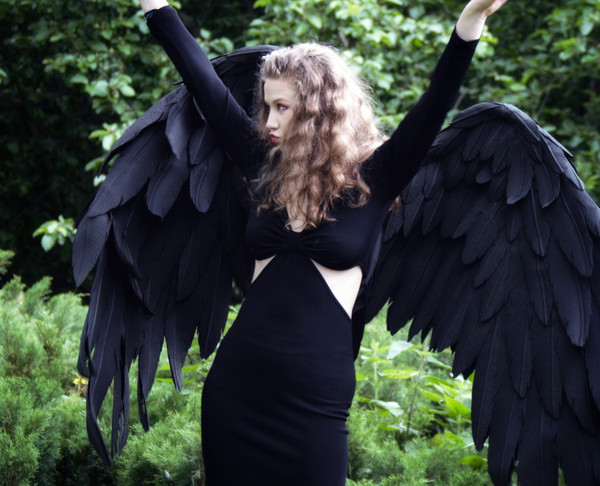 Movable Black Wings Devil Wings Fallen Angel Costume 