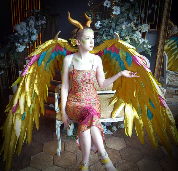 adult wings costume, gold angel wings, devil wings, phoenix costume, articulating wings, gold cosplay wings, moving anime wings, movable wings, wings of fire, p