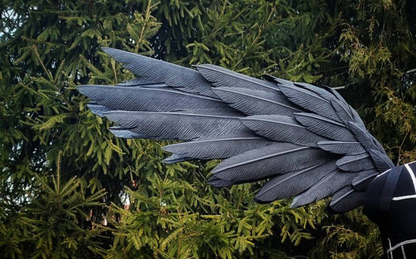 Sara cosplay costume, black angel wings, Sara cosplay wings, Genshin Impact anime, double wings, black crow wings, large raven wings, anime cosplay wings, black