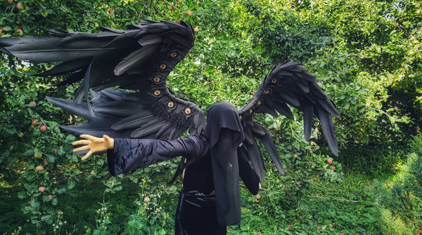 adult wings costume, Death Angel wings, black angel wings, devil wings, Angel of Death wings Hell Boy cosplay, Black cosplay wings, crow raven costume, anime co