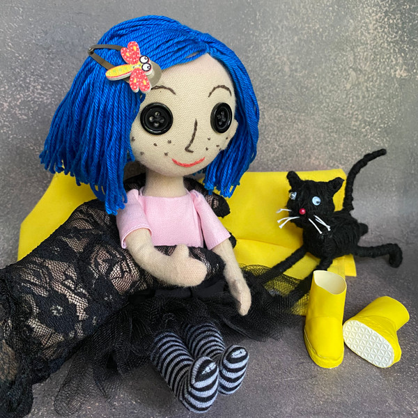 Coraline . Cloth doll . Handmade doll .