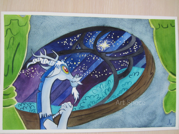 My Little Pony- Discord-Friendship Is Magic MLP-blue painting - stars - watercolor cartoon painting-8.JPG