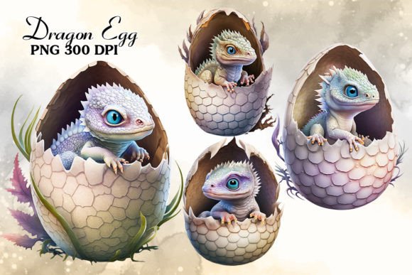 cute baby dragons in a egg