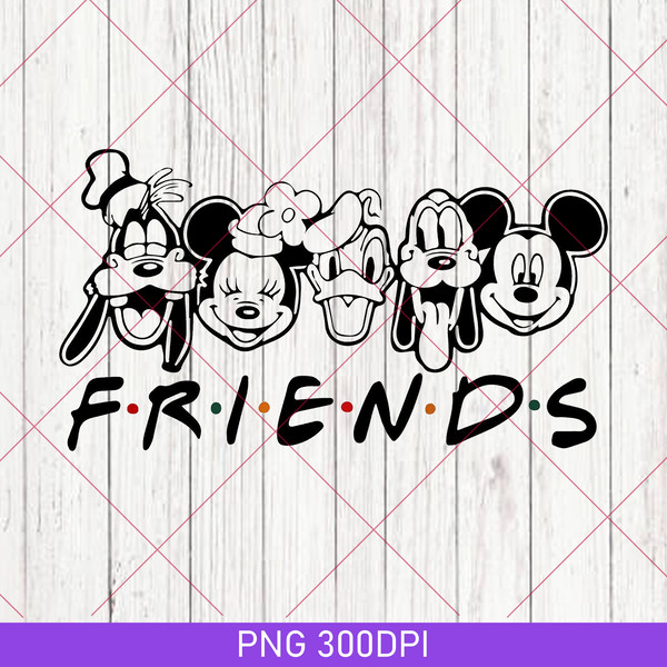 Vintage Mickey And Friends PNG, Disney Squad PNG, Disney Fam