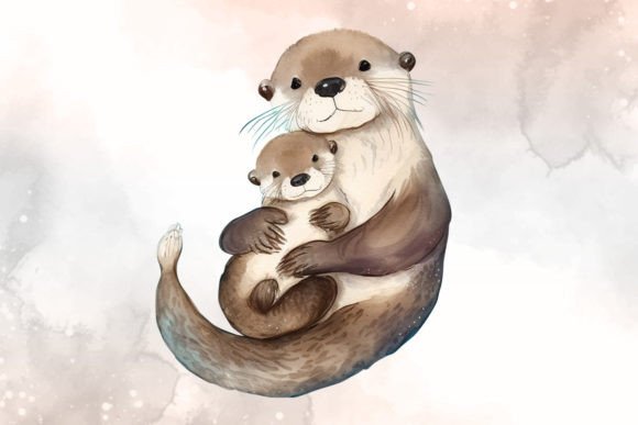 cute baby otter drawing