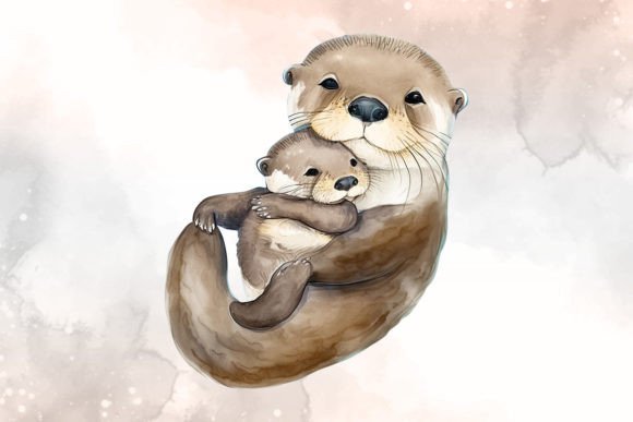 cute baby otter drawing