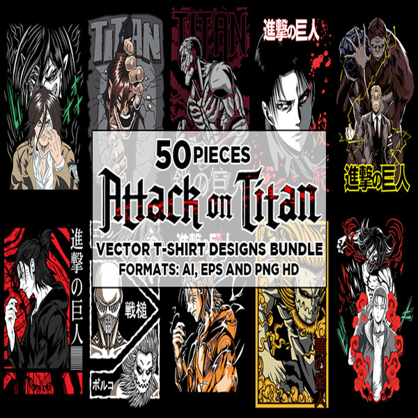 50 ATTACK ON TITAN VECTOR T-SHIRT DESIGNS BUNDLE 1 THUMBNAIL.jpg