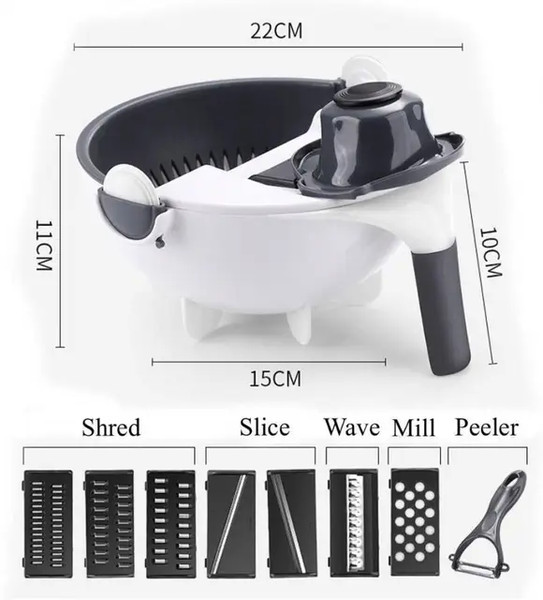 Multifunctional Vegetable Slicer Cutter Chopper Fruit Strainer Basket  Spiralizer Grater Food Mandoline Shredder Kitchen Tools