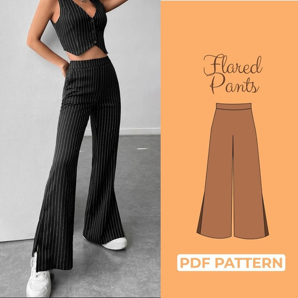 Flare Leg Trouser Sewing Pattern, Flare leg pants pattern