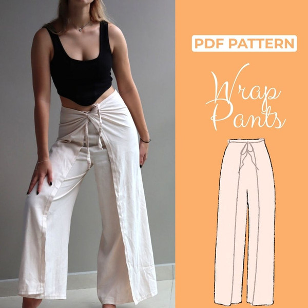 Pants sewing pattern, Wrap pants pattern, Wrap pants