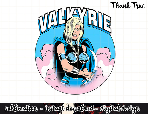 Marvel Valkyrie the Destroyer Bubble Gum Cloud Comic png, sublimation  .jpg