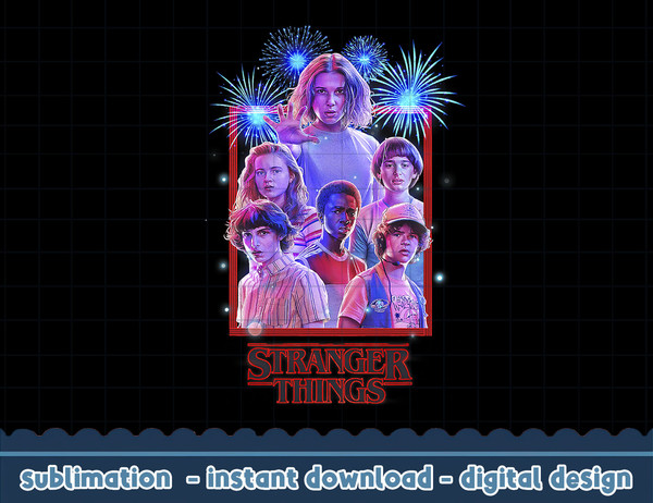 Netflix Stranger Things Group Shot Fireworks Poster png,digital print.jpg