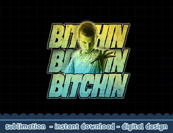 Stranger Things Eleven Bitchin Green Gradient Stack png,digital print.jpg