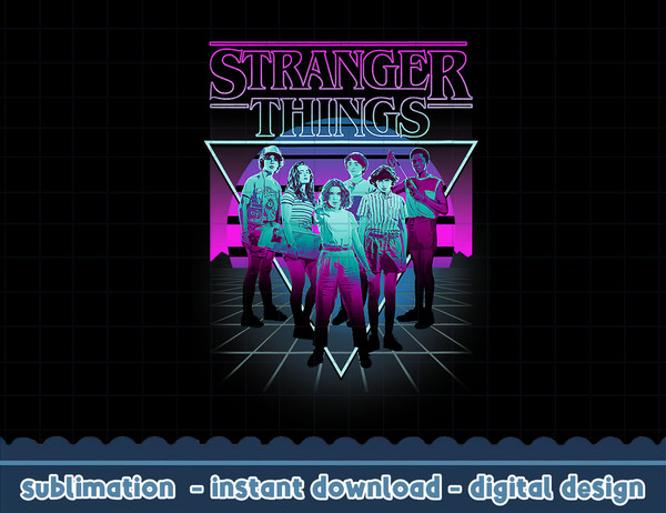 Stranger Things Group Shot Neon Triangle png,digital print.jpg