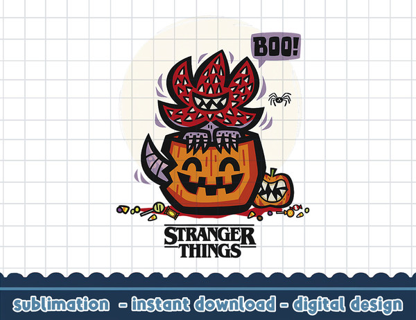 Stranger Things Halloween Demogorgon Jack O  Lantern png,digital print.jpg