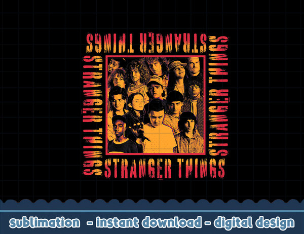 Stranger Things Halloween Full Cast Box Up Poster png,digital print.jpg
