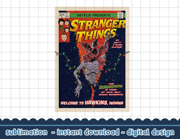 Stranger Things Welcome To Hawkins Comic Cover png,digital print.jpg