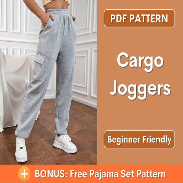 Elastic Waist Cargo Pants Sewing Pattern