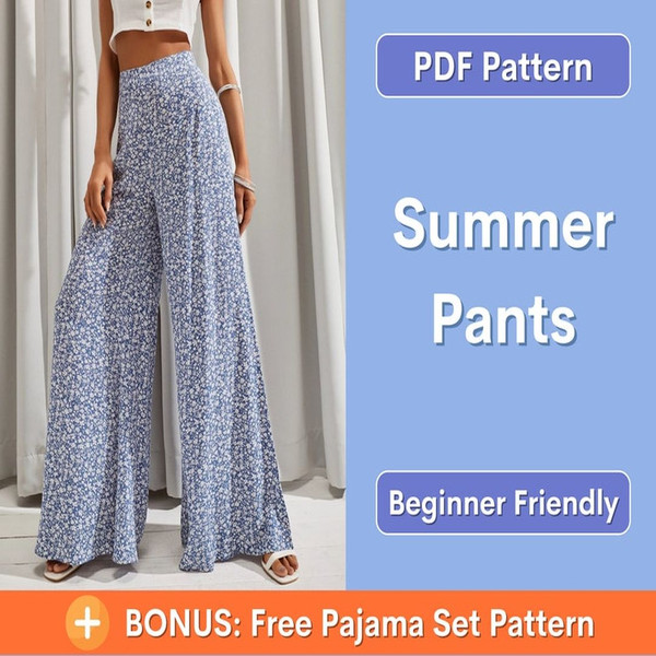 Wide Leg Pants Pattern, Comfy Pants Sewing Pattern