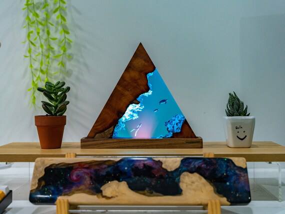 POLYGON DEEP TURTLE sea, Night light, Epoxy Lamp, Resin Lamp, Resin Night  Light