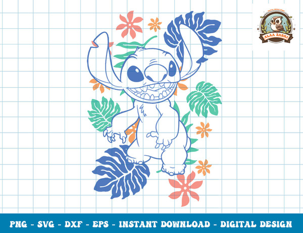 Disney Lilo & Stitch Tropical Stitch Outline png, sublimation.jpg