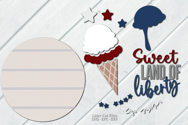 Ice Cream Patriotic Welcome Sign Svg - 4th Of July Door Hanger Svg - Popsicle Svg - 4th Of July Svg - Laser Cut Files - Glowforge Files 3.png