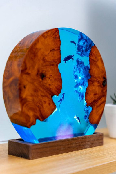 POLYGON DEEP TURTLE sea, Night light, Epoxy Lamp, Resin Lamp, Resin Night  Light