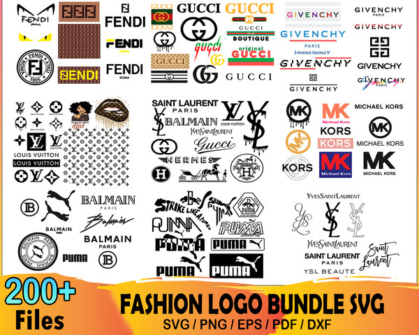 200 Fashion Logo Bundle Svg, Fendi Svg, Gucci Svg, Givenchy - Inspire ...
