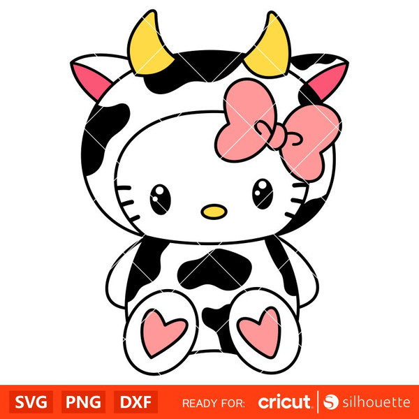 Cow Hello Kitty Svg, Sanrio Svg, Hello Kitty Svg, Kawaii Svg