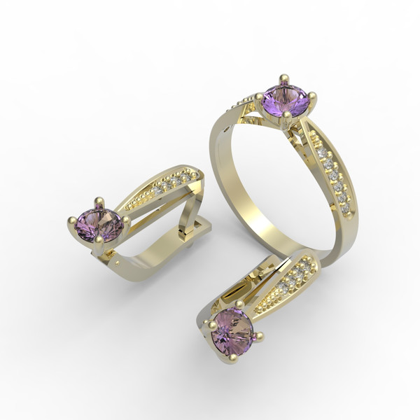 3d model of a jewelry ring and earrings with a large gemstone for printing (6).jpg