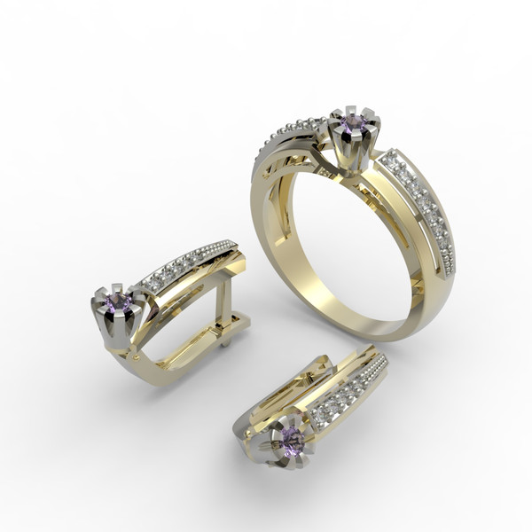 3d model of a jewelry ring and earrings with a large gemstone for printing (5).jpg