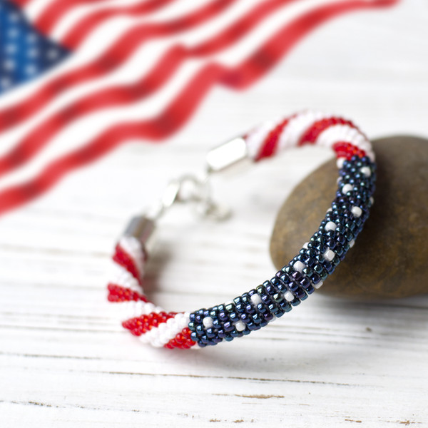 USA Independence Day 4th of July Bracelet with Red White Blue Gemstone  Hearts – Blackberry Designs Jewelry