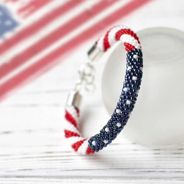 USA Independence Day 4th of July Bracelet with Red White Blue Gemstone  Hearts – Blackberry Designs Jewelry