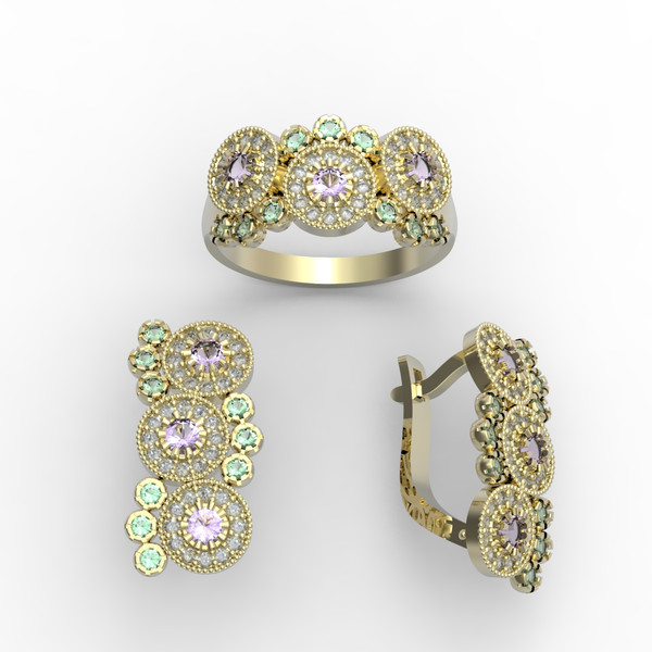 3d model of a jewelry ring and earrings with a large gemstones for printing (1).jpg