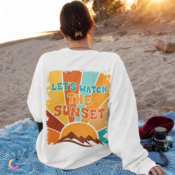 Let's Watch The Sunset Hoodie, Sunset Sweatshirt, Coconut Girl Aesthetic, Ocean Beach Hoodie, Siesta Beach Shirt, Summer Holiday Shirt, VSCO - 1.jpg