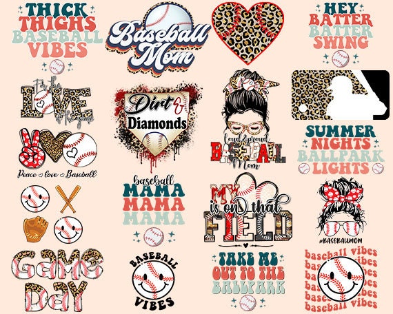 Baseball png bundle ballpark Game Day Baseball Heart mom vibes Summer nights batter Swing Sports team player Thick thighs Dirt Diamond Love - 1.jpg