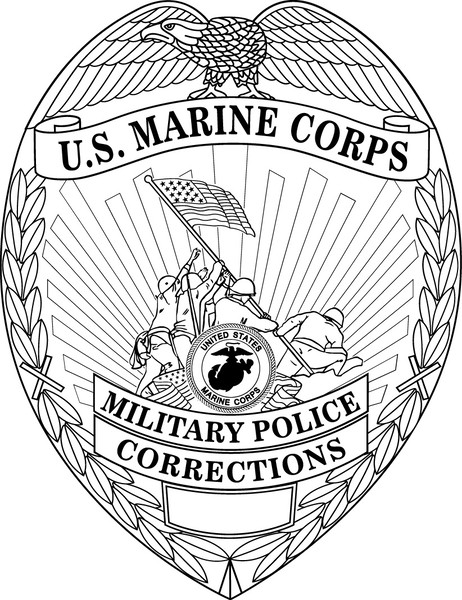 Marine Corps Military police Corrections Police Eagle top Badge vector black outline Cnc Cutting, Laser, metal engraving file.jpg