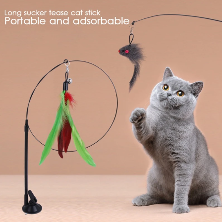 Cat Toys Cat Teaser Wire Fish Funny Cat Rod Fishing Cat Rod