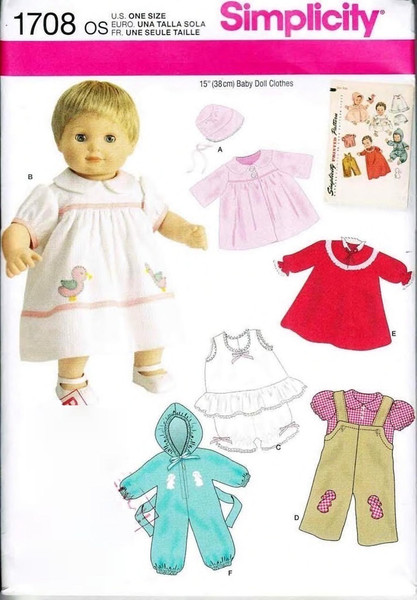 Simplicity 1708 - 15 inch (38 cm) Baby doll clothes sewing patterns.jpg